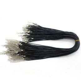 Black Chain Necklaces 1.5mm Leather Cord Wax Rope Wire for Pendant DIY Gift Jewelry Making Accessories Collars with Lobster Clasp 4