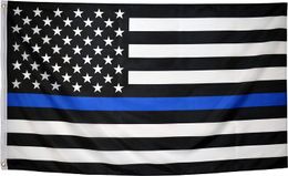 90*150cm Law Enforcement Officers USA US American police Thin Blue Line USA Flag With Grommets Home Decor 3x5 FT banner flags HHA3468