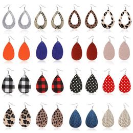 Dangle & Chandelier (16Pairs/Lot)Snakeskin Cheetah Leather Womens Earrings Set 2021 Polka Dot Plaid Drop Earings Hollow Waterdrop Dangles1