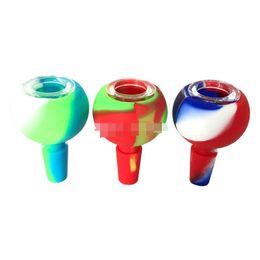 Water transfer printing Silicone Slide Bowl 14mm Male Herb Silicone Downstem Bowl Ash Catcher For Silicone Water Pipe Dab Oil Rig