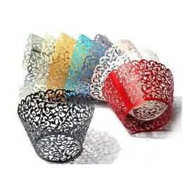 25pcs Little Vine Lace Laser Cut Cupcake Wrapper Liner Wedding Birthday Party Baby Shower Handmade Cake Decoration Y200618