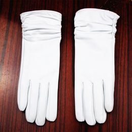 Luxury-Leather gloves sheepskin gloves white female models elastic thin cashmere lining weatherization armband sets