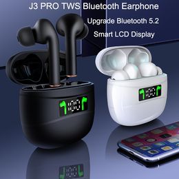 New high quality J3 Pro tws bluetooth earphone V5.2 LED display charging case sport waterproof noise cancelling wireless bluetooth headphone