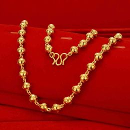 Dragon Head Round Beads Solid Gold 18K Necklace Yellow Gold Chain Necklaces for Men Wedding Engagement Jewellery