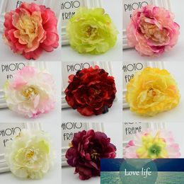 Wholesale-5pcs Cheap Silk flower peony Artificial Flower Heads for Wedding Home Party Decoration Bride Bouquet Wrist Fake Flower