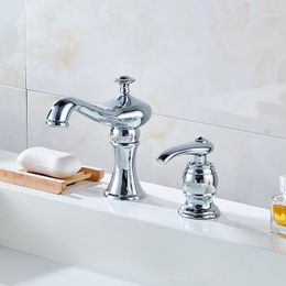 Bathroom Sink Faucets 2 PCS Brass Faucet Two Hole Basin Mixer Taps Cold Water Tap With Drain Soap Dispenser Chrome Gold1