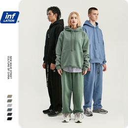 INFLATION Men Tracksuit Fashion Pure Colour Sweatshirt Set For Couple Hoodie Suit Woman Comfort Hip Hop Sweatpant Set Men 201124