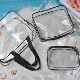 Transparent PVC Storage Bags Travel Organizer Clear Makeup Bag Beautician Cosmetic Bag Beauty Case Toiletry Bag Wash Bags 3pcs/set