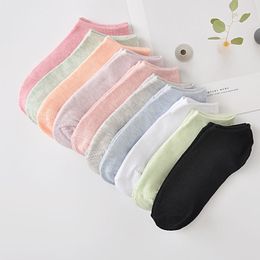 Solid color cotton socks candy color ladies cotton socks invisible shallow mouth socks mixed colors JW707