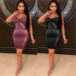 Ladies Sexy Nightclub Dress Fashion Trend Sleeveless Backless Camisole Bodycon Dresses Desigenr Female Solid Color Zipper Slim Party Skirt