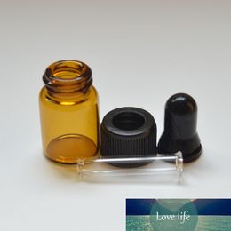 Mini Cute Amber Glass Dropper Bottle with Pure Glass Dropper Essential Oil Fashion 2ml Mini Vials 100pcs Free Shipping