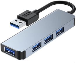 4 Port USB 3.0 Data Hub Adapter Ultra Slim Lightweight Splitter Compatible for MacBook Air/Pro/Mini, iMac, Surface Pro, MacPro, Laptops, USB Flash Drives, Mobile HDD