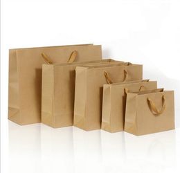 Gift Wrap 10 sizes stock and customized paper gift bag brown kraft with handles wholesale