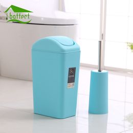 New Creative Fashion Plastic Trash Can 8L/12L Shake Cover Type Kitchen Waste Bin Sitting Room Toilet Trash Office Paper Basket Y200429