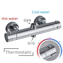 Chrome Thermostatic Shower Faucets Set Bathroom Thermostatic Mixer Tap Hot And Cold Bathroom Mixer Mixing Valve Bathtub Faucet LJ201212