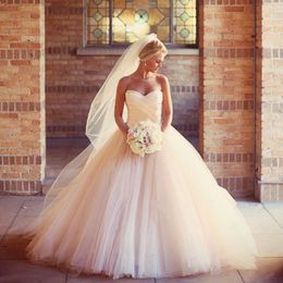 Puffy Tulle Sweetheart Wedding Dresses A Line Back Lace Up Plus Size Simple Wedding Gowns Country Garden Bridal Dress 2021 Vestidos de Novia