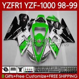 Motorcycle Bodywork For YAMAHA YZF-R1 YZF1000 YZF R 1 1000 CC 98-01 Green blk white Bodys 82No.50 YZF R1 1000CC 1998 1999 2000 2001 YZF-1000 YZFR1 98 99 00 01 OEM Fairing Kit