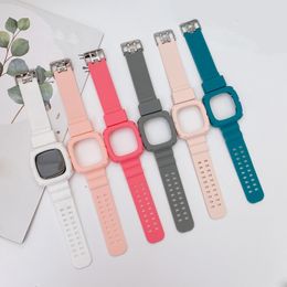 Silicone Watch Straps Case 2 in 1 For Fitbit Versa Bracelet Replacement Loop Watch Band Accessories Wrist Strap Anti-fall Siamese