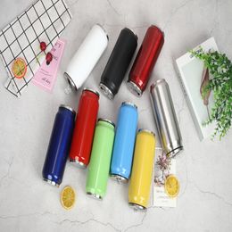 Creative Vacuum Insulated Water Bottle Fashion Stainless Steel Thermos Portable Wide Mouth Can Cup Travel Water Coke Drinking Bottle VT1747