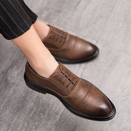 Business Oxford Leather Shoes Men lace up Breathable Formal Dress Shoes Male Office Wedding party Flats Footwear Mocassin Homme