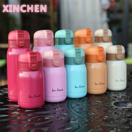 200ml/360ml Cute Candy Mini Thermos Cup Kids Cartoon Hot Water Bottle Stainless Steel Thermal Coffee Mug Vacuum flask insulated 201221