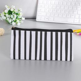 Stripe Pencil Bag Pocket School Cosmetic Makeup Pencil Pen Organizer Bag Case Pouch Office School Supplies HHB2240