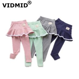 VIDMID Girls Pants Kids Leggings 3- Children Clothing spring Autumn Cotton Leggings Baby Girl Skirt-pants High Quality 7096 09 LJ201019