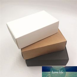 12Pcs/Lot Kraft Paper Boxes Nice Pure White/Black/Brown Kraft Boxes Party Candy Cookies Gift Packaging Boxes