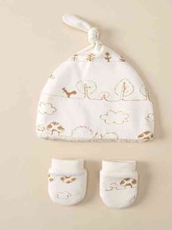 Baby Cartoon Graphic Hat & 1pair Gloves SHE02