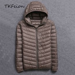 Mens Winter Jackets Down Parkas Plus Size 5XL 6XL 7XL Warm 90% Duck Down Filler Ultra Thin Light Male Spring Autumn Hooded Coats 201123