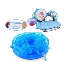 Kitchen Tools Silicone Stretch Suction Pot Lids Food Grade Fresh Keeping Wrap Seal Lid Pan Cover Nice Kitchen Accessories 6PCS/Set