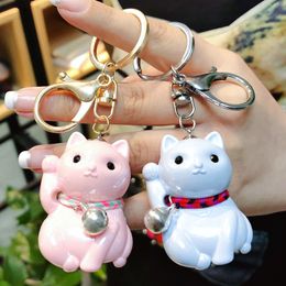 Cute lucky Cat Key Chain Car New model Cat Pendant Car Key Holder 5 color Bag Charm Accessories KeyRing Business Gift K2244