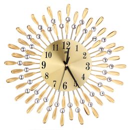 3D Large Wall Clock Crystal Sun Fashion Modern Style Silent Clocks Simple Living Room Office Home Decoration Black/Gold 201125