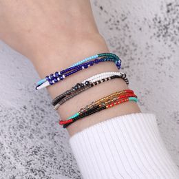 Bohemian Style Multilayered Crystal Glass Beads Strands Bracelet Colorful Summer Beach Jewelry