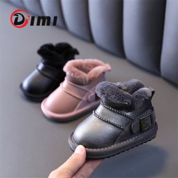 DIMI Winter Infant Shoes 0-3 Year Baby Snow Boots Soft Comfortable Genuine Leather Waterproof Warm Plush Ankle Toddler Boots LJ201104
