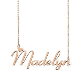 Madelyn name necklaces pendant Custom Personalised for women girls children best friends Mothers Gifts 18k gold plated Stainless steel