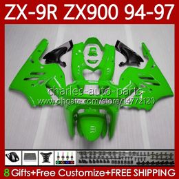 Bodywork Kit For KAWASAKI NINJA ZX-9R ZX900 ZX 9R 9 R 900 CC 1994-1997 Bodys 100No.23 ZX9 R 900CC ZX-900 ZX9R 94 95 96 97 ZX900C 1994 1995 1996 1997 OEM Fairing glossy green