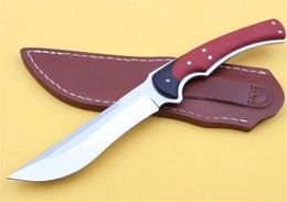 High Quality Survival Straight Knife 8Cr17Mov Satin Blades Full Tang G-10 Handle Outdoor Fixed Blade Knives With Leather Sheath