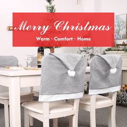 Grey Big Hat Chair Cover Removable Washable Non-woven Fabric Seat Stool Cover Back Cover NewYear Christmas Dinner Party Supplies CFYL0026