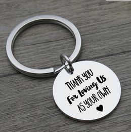 Mom Dad Keychain Gift from Stepchild Parent Thank You for Loving Me As Your Own Birthday Keyring Pendant