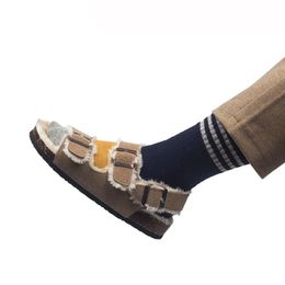 -Sandalias de moda para mujer zapatos 2022 tacones de piel plana de lujo sin corcho de terciopelo de terciopelo afuera bandada de bandolera correa tela de tela Slipp Slipp