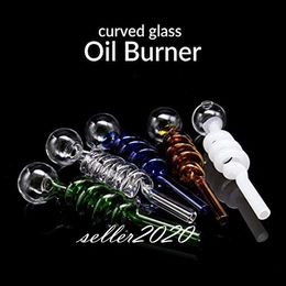 Thick Glass Oil Burner Pipe Water Bongs Tube CurVed Glass Smoking Pipe Smoke Accessories Water Pipes Hookahs Shisha