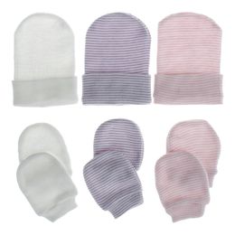 8 Colours Baby Kids Boys Girls Beanies with gloves 3Pieces Set Stripe Blank Knitted Unisex Winter Caps Gloves Hats for 0-3M