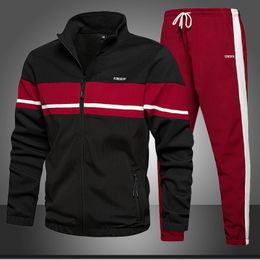 Men Tracksuit Sets Autumn New Jogger Tracksuit Zipper Hoodies+sweatpants 2PC Sets Men's Sportswear Sport Suit Clothing 201124