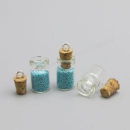 Hot selling!!!20pcs/lot 0.6ml emapty Clear Glass vial with hook up cork mini glass bottle small Pendants Bottles H121806