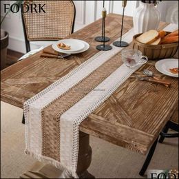 Table Runner Cloths Home Textiles & Garden Wedding Decoration Modern Runners Burlap Jute Decor Christmas Coffee Country Years Tablecloth 220