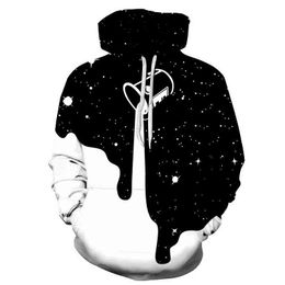 New Pouring milk star 3D paint bucket black and white mixed color hoodie men women long sleeve hoodie sweatshirt pullover Jacket W220221