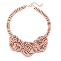 WHITE Auspicious Clouds Knot Collar Bib Statement Necklace For Girls Ethnic Style Rope Necklace For Women Jewelry