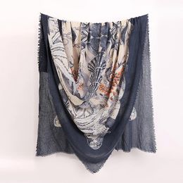 Boiled wool printing big shawl thickened warm in autumn and winter scarf shawl for Girl Lady Woman 130*190CM