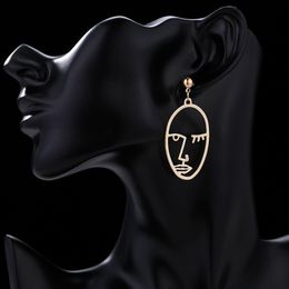 European and American Metal Fashion Creative Exaggerated Face Pendant Earrings Retro Personality Simple Female Trend Jewelry